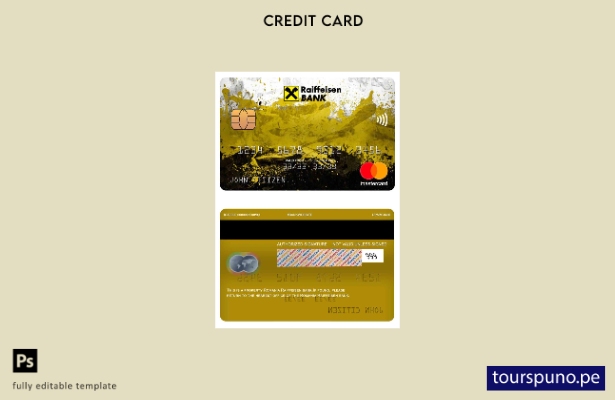listo para imprimir plantilla de mastercard del banco Raiffeisen de Rumania